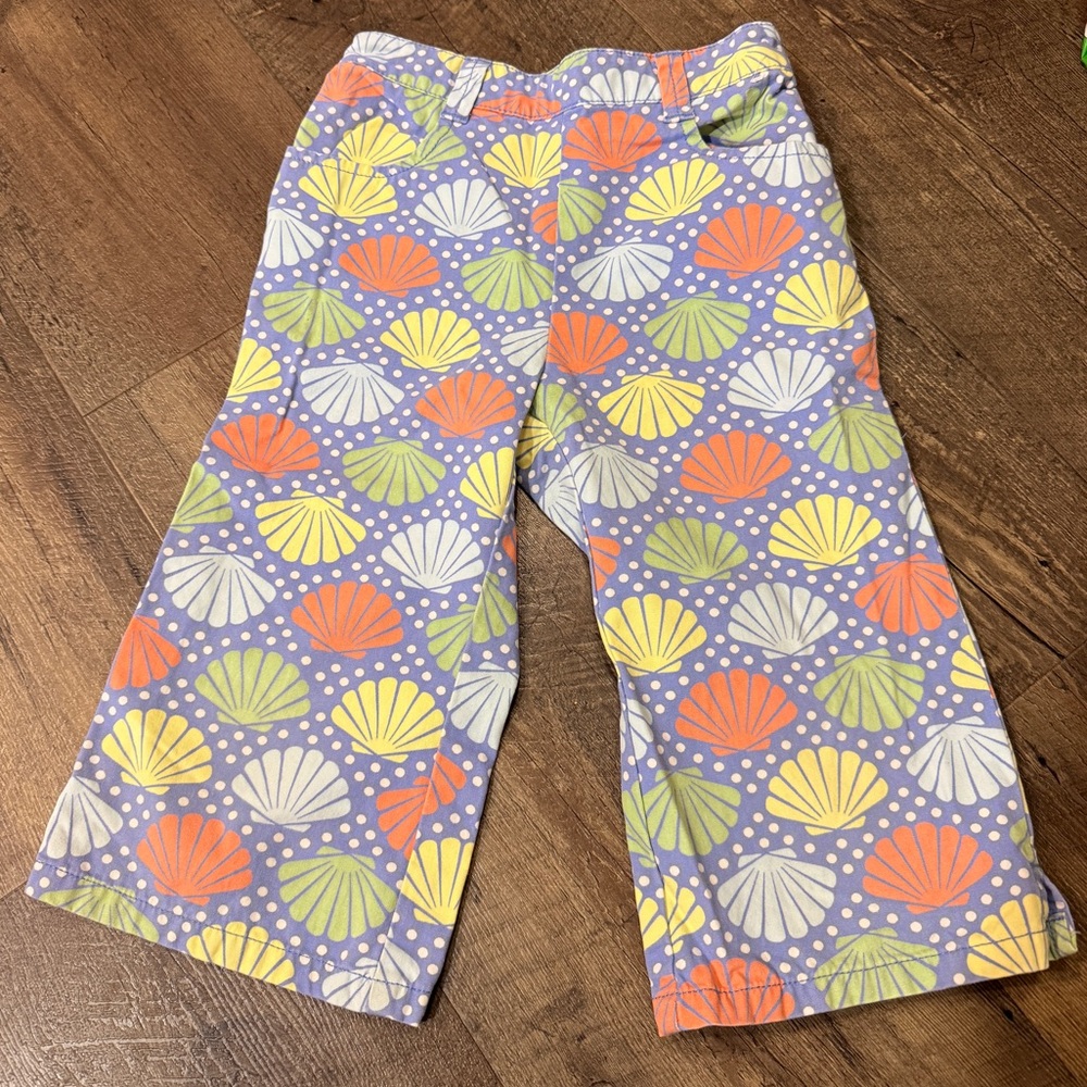 Gymboree Blue Capri Pants with Multicolor Seashells and Polka Dots